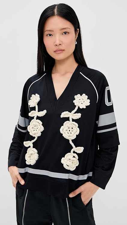 Ganni Women's Cycora Jersey Oversized Long Sleeve Top