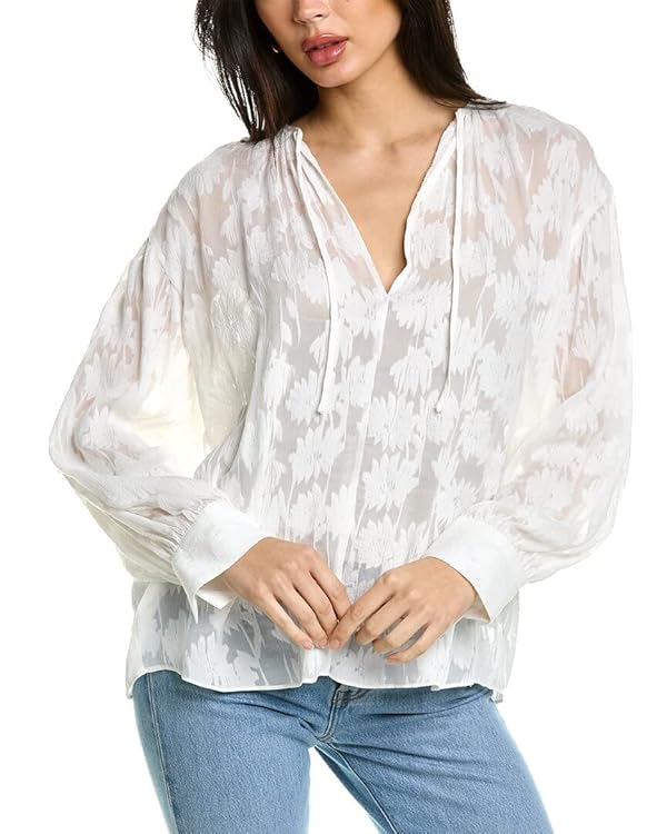Vince Women's Shirred Band Collar Blouse