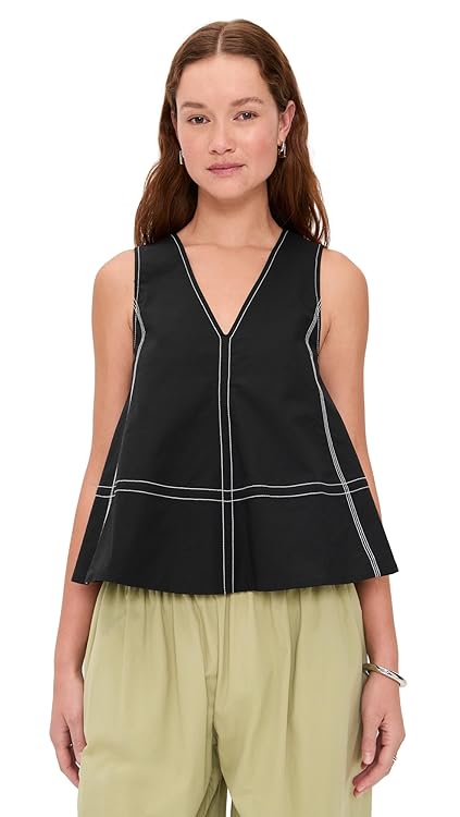 Ganni Women's Stretch Cotton A-line Top