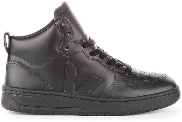 Veja V-15 Women's Lace Up Leather Trainers (Black, 7 US)