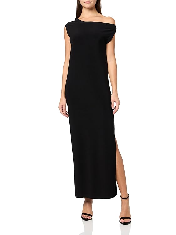 Norma Kamali Women's Drop Shoulder Long Dress W/Side Slit