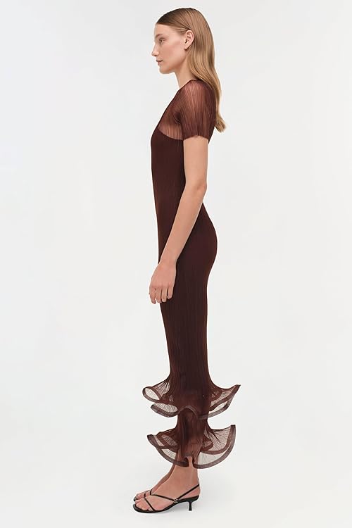 Selena Sheer Plisse Midi Dress