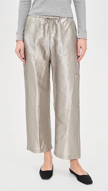 DONNI. Women's The Silk Taffeta Drawstring Cargo Pants