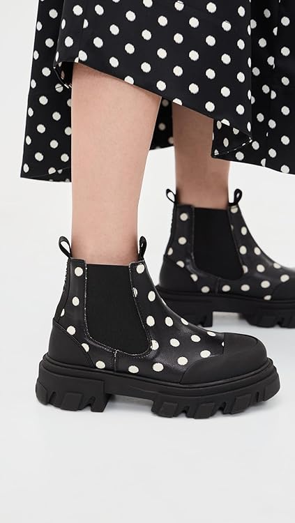 Ganni Women's Cleated Low Chelsea Boots In Printed Pelinova