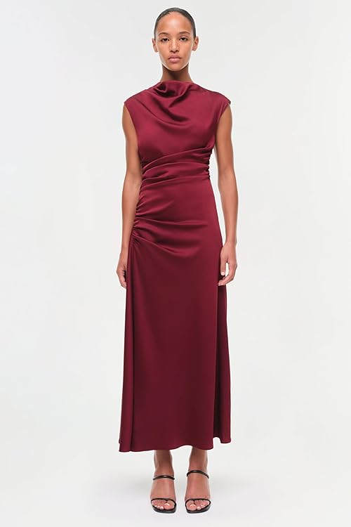 Burke Draped Satin Midi Dress