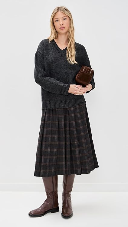 Sea Women's Monroe Wool Plaid Combo Sweater Dress