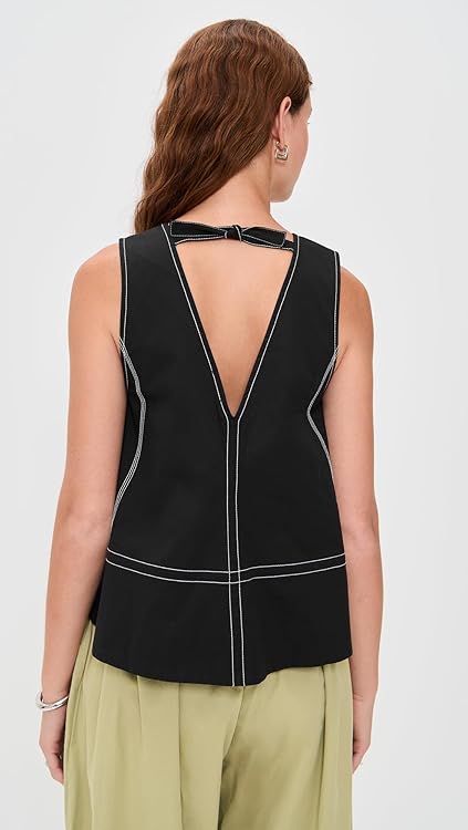 Ganni Women's Stretch Cotton A-line Top