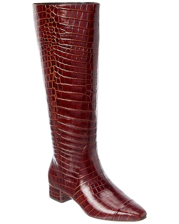 Wide-Calf Tall Croc-Embossed Boot by Veronica Beard