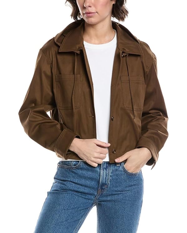 Theory Womens Hood Crop Jacket, M, Green