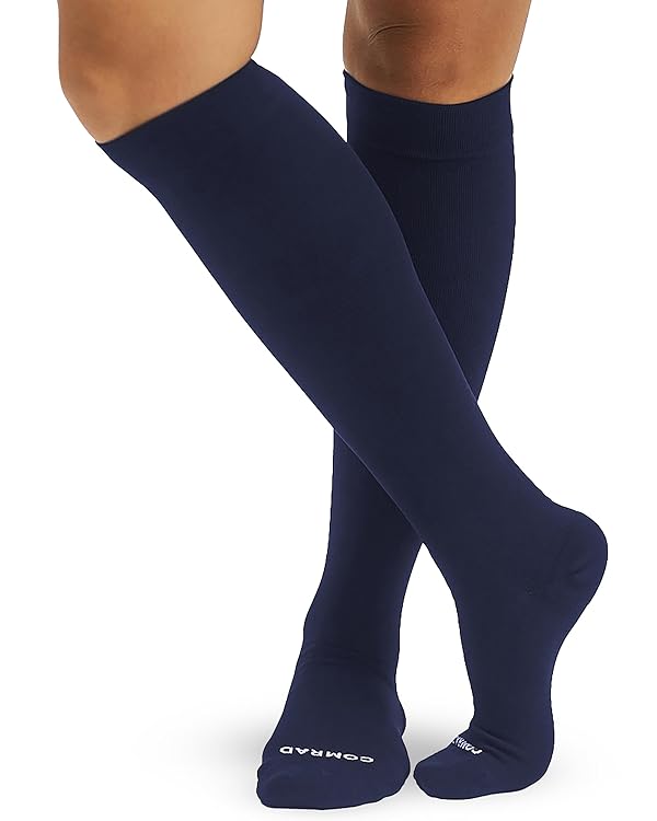 Comrad Nylon Knee High Socks - 15-20mmHg Graduated Compression Socks - Soft & Breathable Support Unisex Socks