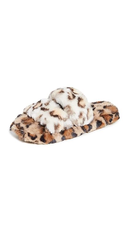 Madewell Two-Strap Scuff Slippers in Leopard Recycled Faux Fur Melon Cedar Multi Leopard Faux Fur 10 M