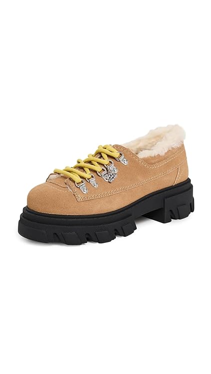 Ganni Women's Cleated Derbies Suede Loafers