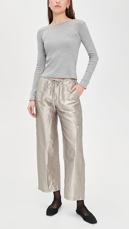 DONNI. Women's The Silk Taffeta Drawstring Cargo Pants