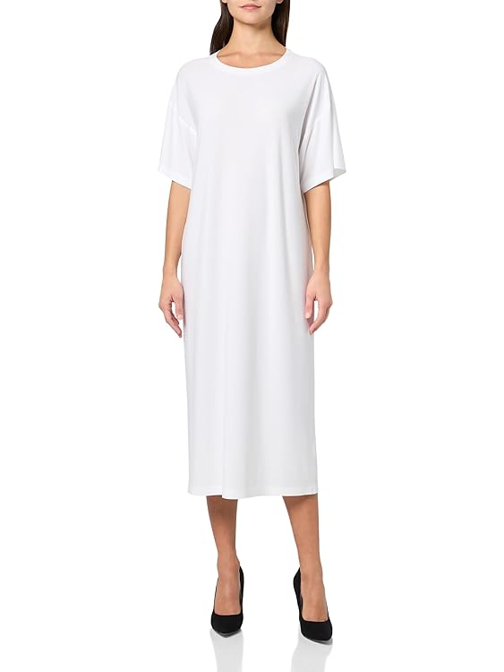 Norma Kamali Women's Short Sleeve Boxy Dress to Midcalf