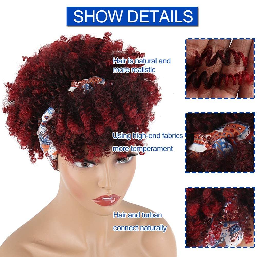 Black Wig Natural Short Hair with Headband Wigs For Human Short Hair for Black Women,Short Wigs Human Short Hair Afro Short Short Wigs For Human Short Hair Clearance 150% Density Glueless Machine