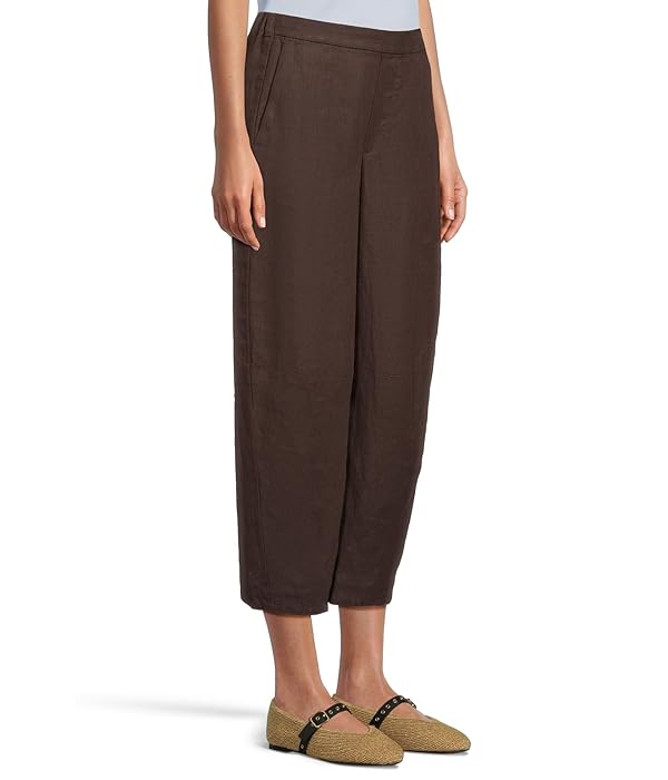 Madewell Women's Barrel Flat Front E-Back Linen Pull-on in Charred Oak