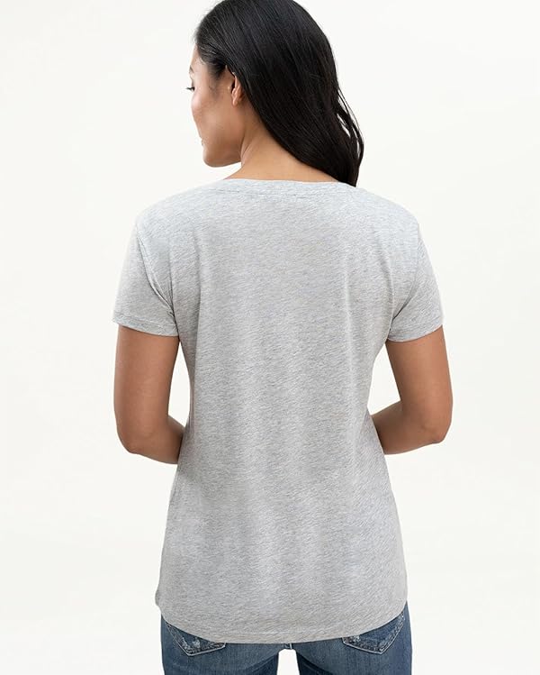 Splendid Women's Kate Short-Sleeve V-Neck Tee | Heather Grey | Large Loose Fit