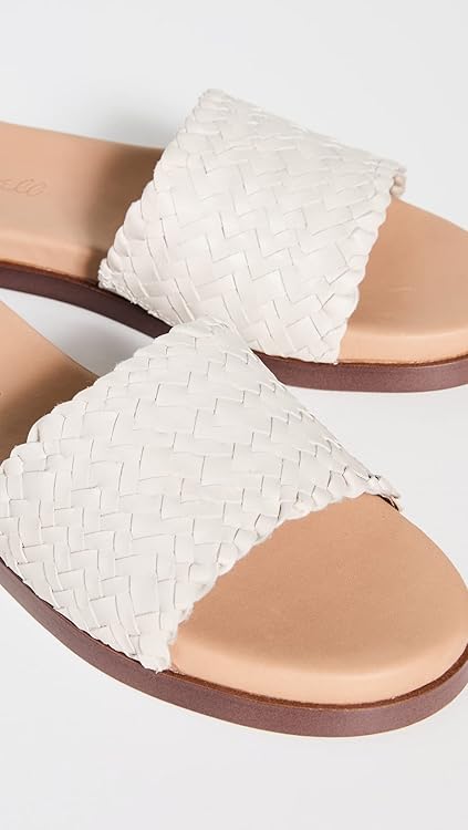 Madewell The Louisa Slide Sandal in Woven Leather Pale Oyster 9 M