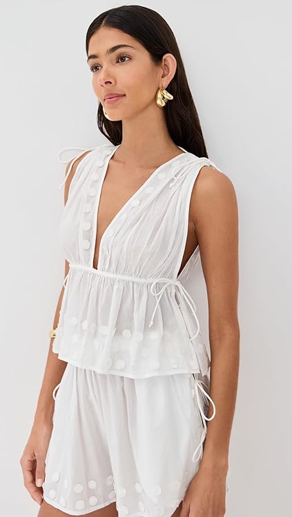 Ulla Johnson Women's Anya Plunge V Neck Top Coverup