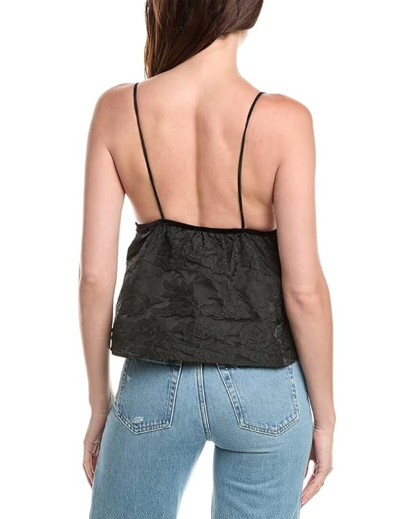 GANNI Womens Jacquard Strap Top, 42, Black
