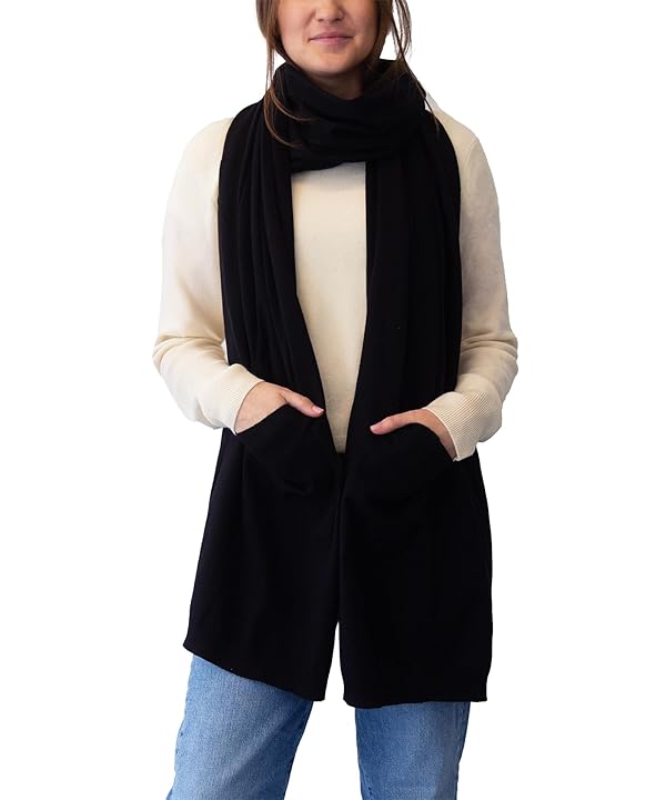 NAADAM Soft Cotton Cashmere Wrap Scarf with Pockets - Missy