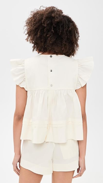 Ganni Women's Frill Sleeve Top