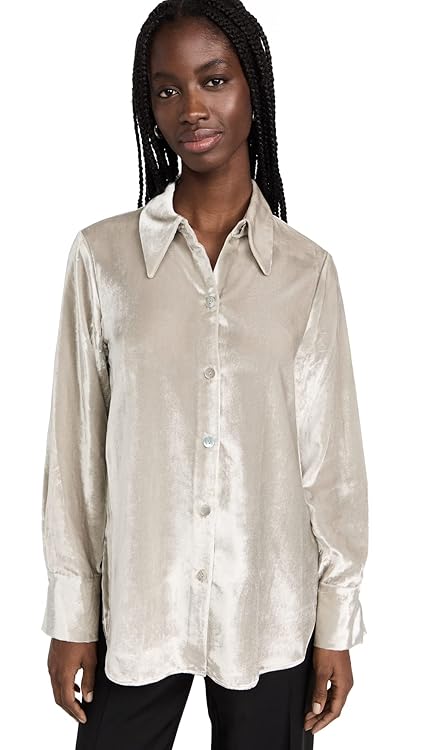 Vince Women's Shaped Collar Long Sleeve Blouse
