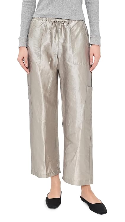 DONNI. Women's The Silk Taffeta Drawstring Cargo Pants