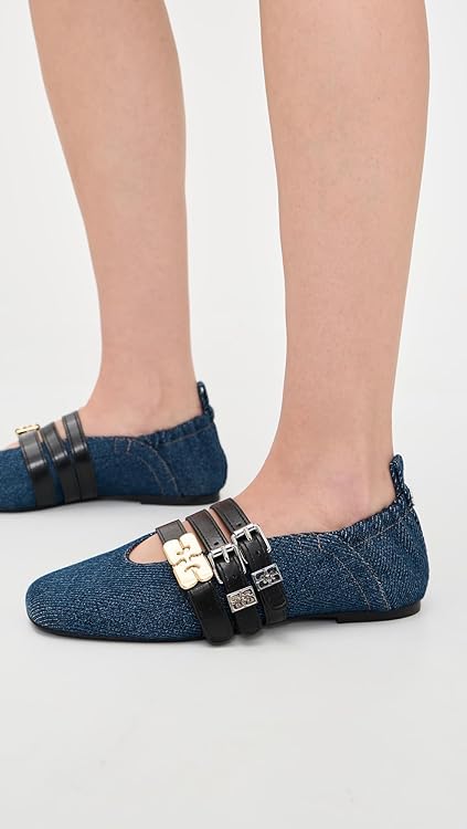 Ganni Women's Sue Denim Ballerina Flats