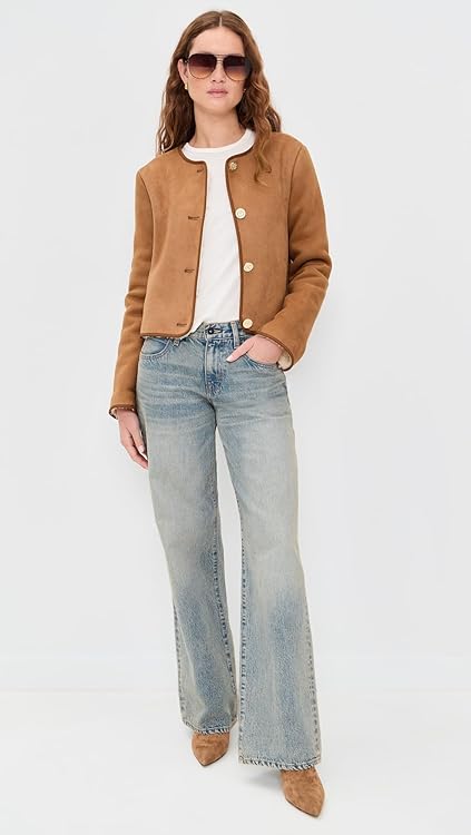alice + olivia Women's Alma Faux Suede Teddy Jacket