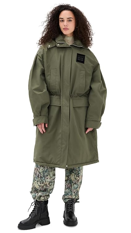 Ganni Women's Ripstop Tri-Layer Parka Coat