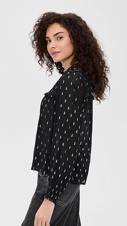 Madewell Women's Smocked High-Neck Long-Sleeve Top