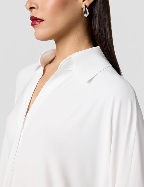 Norma Kamali Women's Oversized Boyfriend Nk Shirt Dress W/Collar Stand