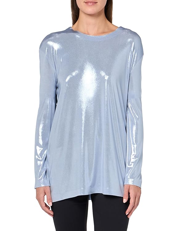 Norma Kamali Womens Boyfriend Long Sleeve Crew Top