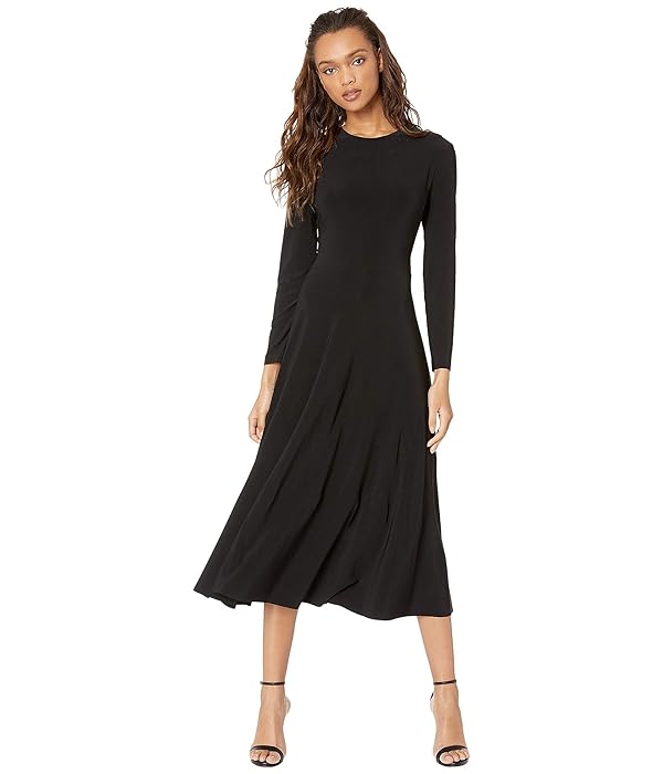 Norma Kamali Womens Long Sleeve Flared Dress