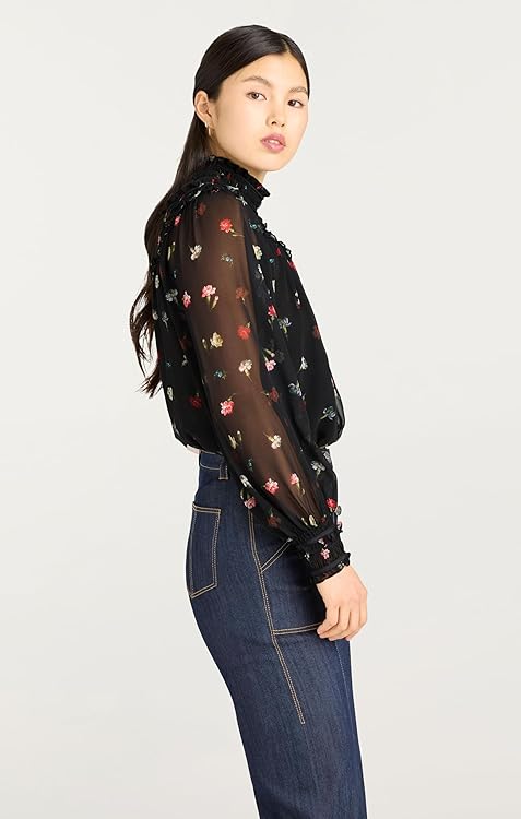 Cinq à Sept Women's Tumbling Carnations Leopold Top