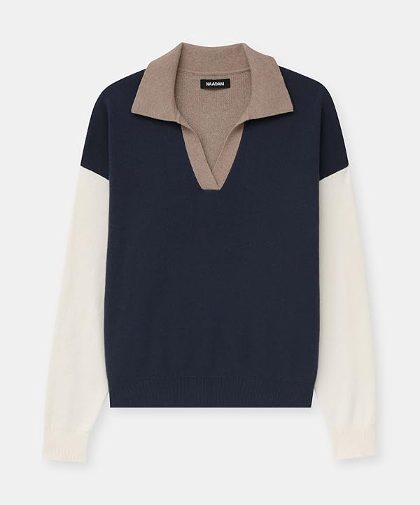 NAADAM Women's Cafe Cotton Cashmere Colorblock Polo