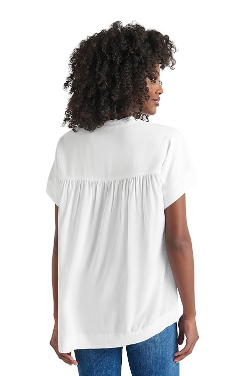 Splendid Women's Womens Wynne Crepe Short Cap Sleeve Blouse