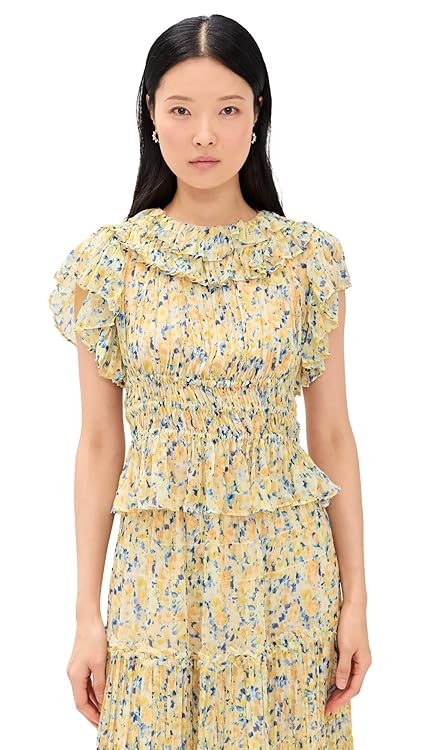 Ulla Johnson Women's Athene Short Sleeve Silk Top