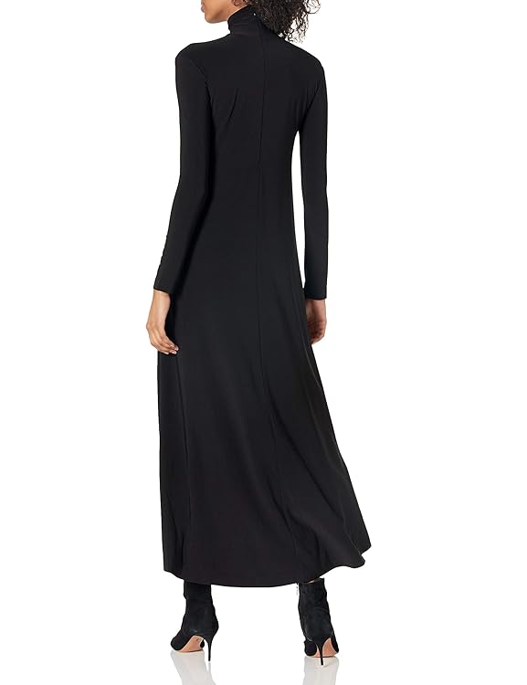 Norma Kamali Women's Long Sleeve Turtle Long Swing Dress