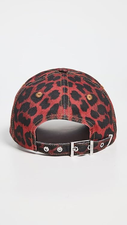 Ganni Women's Red Leopard Baseball Cap