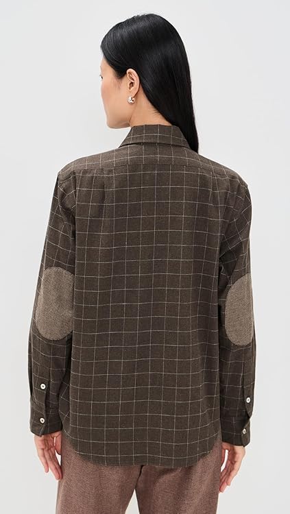 DONNI. Women's The Flannel Elbow Patch Shirt