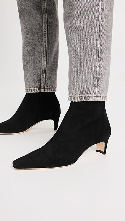 STAUD Women's Wally Ankle Boots, Black, 8 Medium US