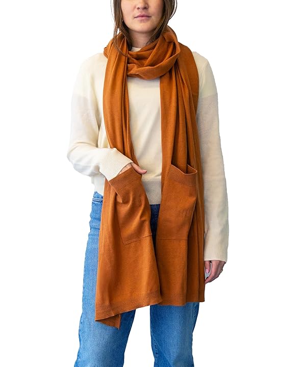NAADAM Soft Cotton Cashmere Wrap Scarf with Pockets - Missy