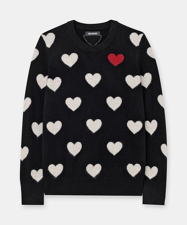 Naadam Womens Cashmere Heart Crewneck Sweater