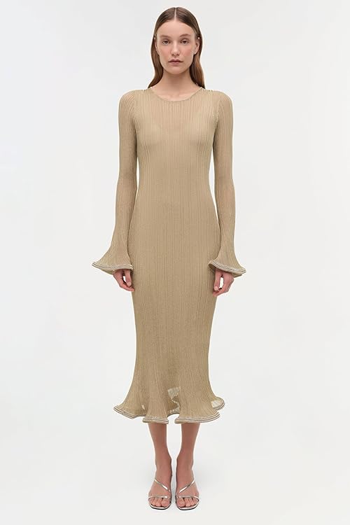 Chessie Metallic Plisse Midi Dress