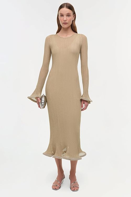 Chessie Metallic Plisse Midi Dress