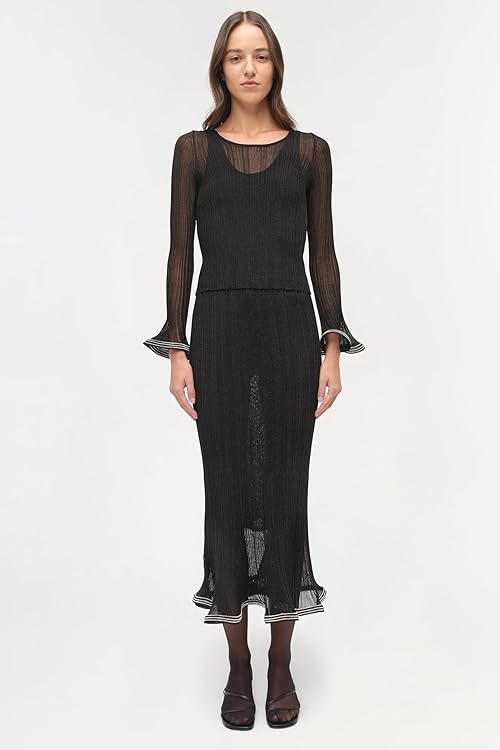 Brighton Metallic Plisse Midi Skirt
