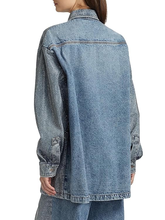 Hotfix Denim Button-Front Oversized Shirt