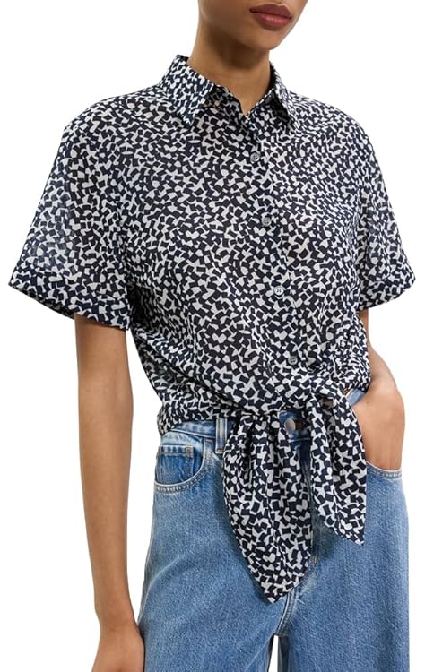 Theory Women's Tie Front Ss Bl